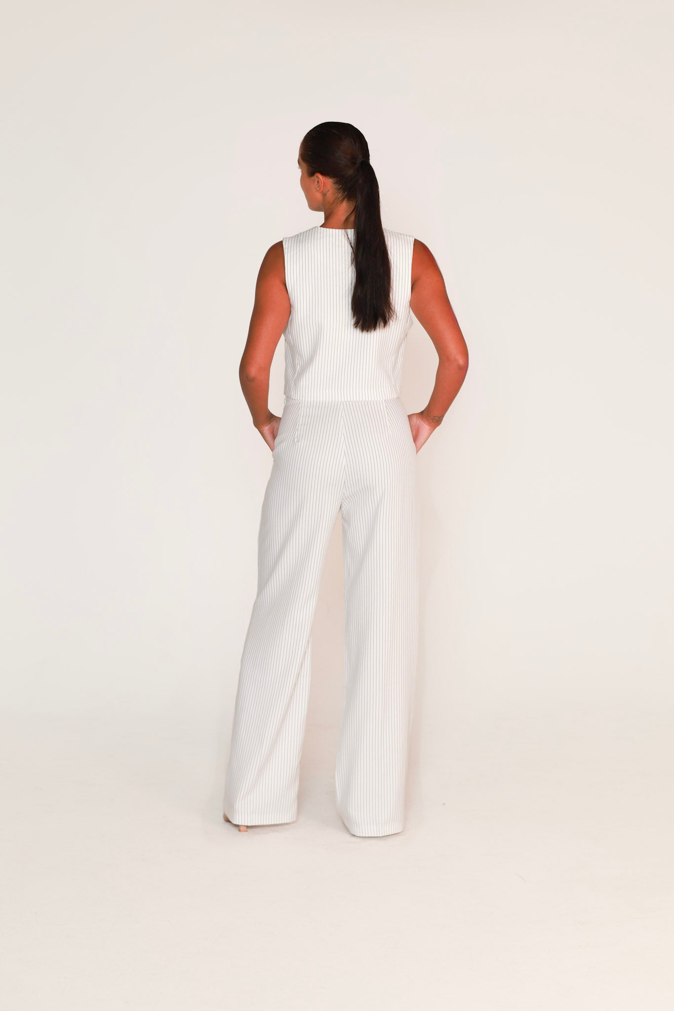 SET - gestreepte pantalon broek met gilet