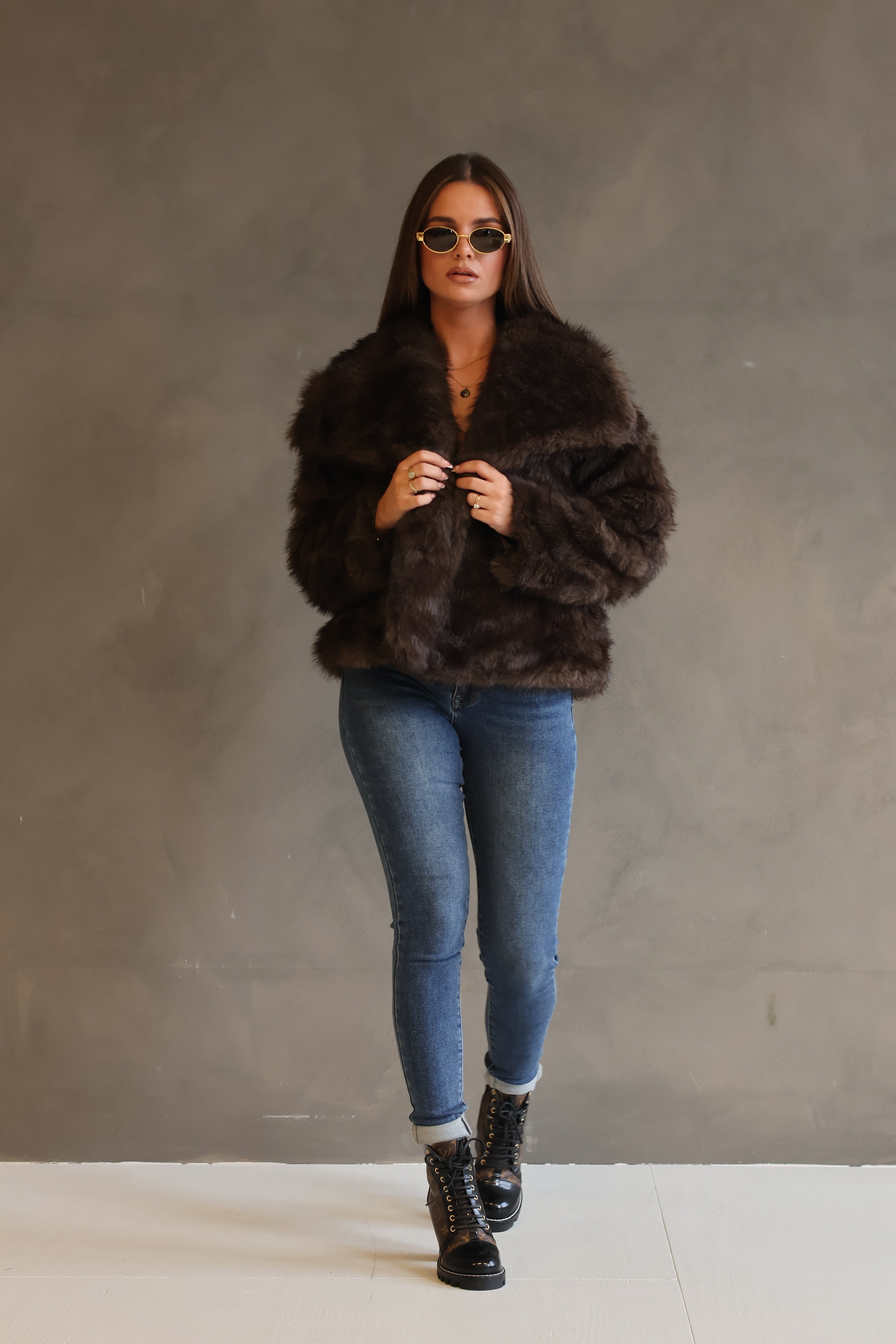 Korte faux fur jas