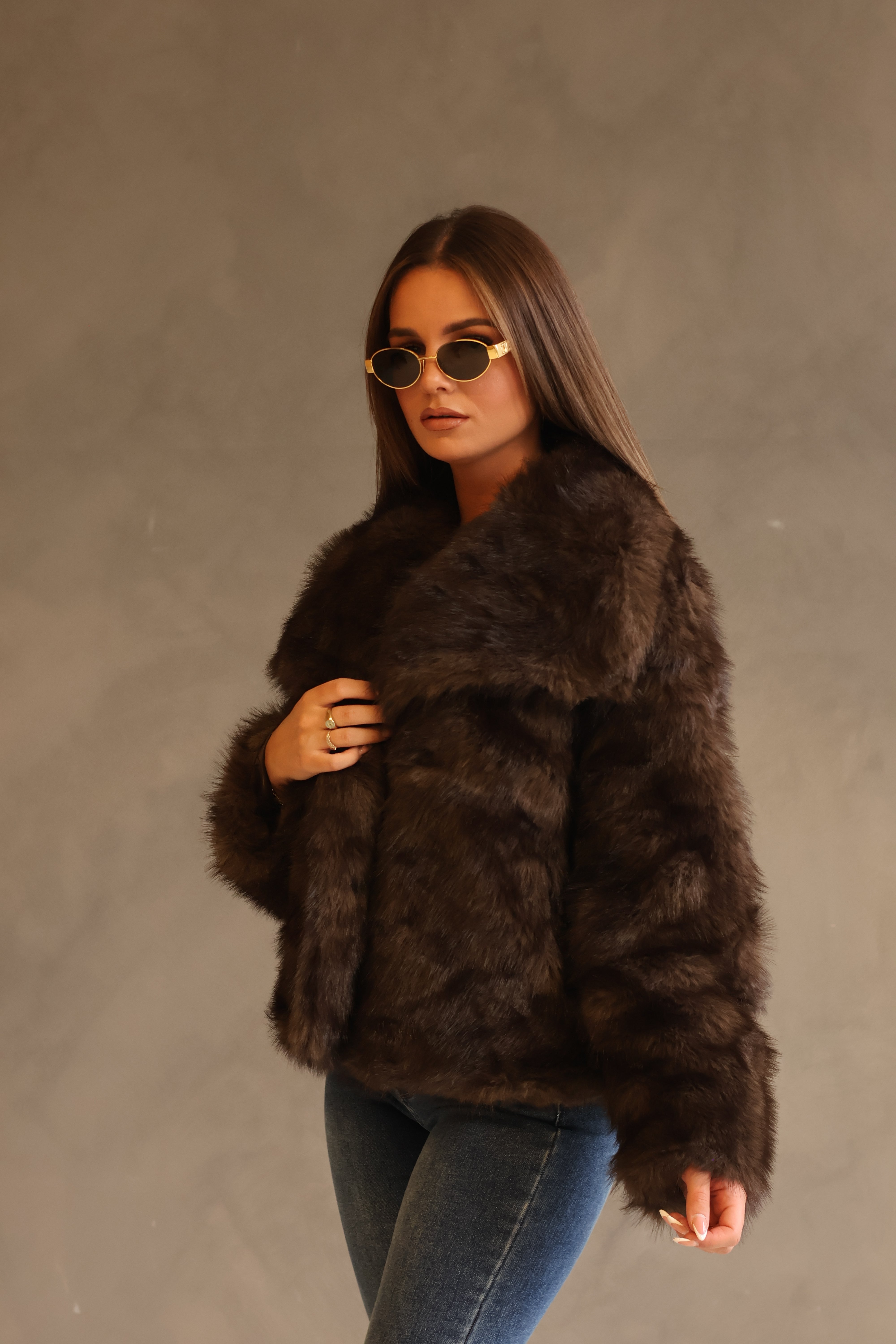 Korte faux fur jas