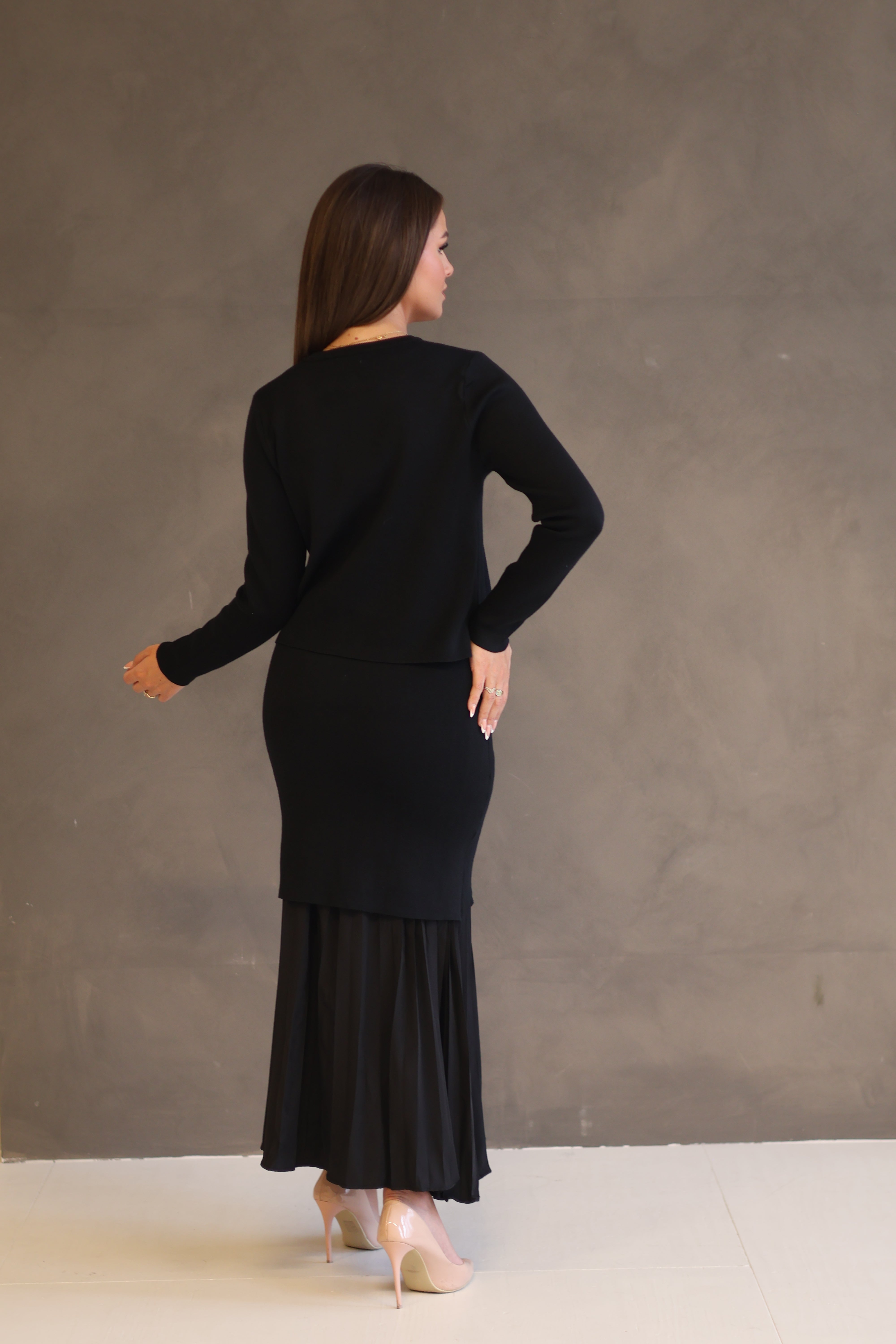 Lange - tweedelige tricot jurk